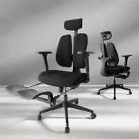 Famanu – Ergonomische bureaustoel met dynamische rugleuning, ultra-verdikte zitting van hoogdichtheid schuim, 4D verstelbare armleuningen, hoge rugleuning met voetensteun