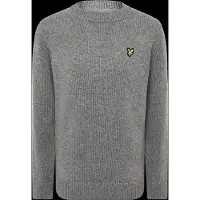 Lyle & Scott gebreide sweater - grijs Jongens Polyester Ronde hals Effen - maat 134