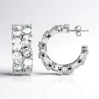 Cavill - 925 Sterling Zilver Oorbellen - Nigeriaanse Witte Topaas 28.058 ct - Ovaal, Peervorm & Rond - Elegant, Tijdloos - 26 mm lang