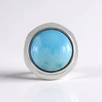 Cavill - Zilveren Hanger - 925 Sterling Zilver Platina-geplateerd - Larimar 3,793 ct Ronde Cabochon - Exclusief Sieraad Dames Ketting