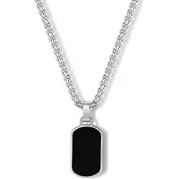 Frank 1967 7FN-0082 – Ketting Heren – Dog Tag Ketting Zwart – Zilverkleurig Roestvrij Staal – 60+10 cm – Cadeau voor Mannen