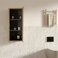 STILVORA Badkamerkast - Wandkast Met Geribbeld Front En Drukopening - Voor Badkamer En Woonruimte - MDF - 36x29x75 Cm - Eikenkleur