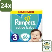 Pampers – Luiers – Active Baby Dry Maat 3 – 66 Luiers - Voordeelverpakking - 24 stuks - Vochtabsorptie - Baby droogheid