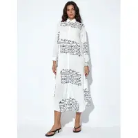 MSN Collection Tekstprint Maxi Shirtjurk