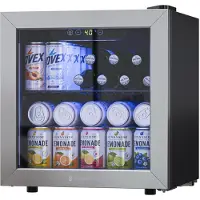 Kitchenbrothers Drankkoelkast - 36L - Mini Koelkast - Glazen Deur - Minibar - 60 Blikjes - Zwart