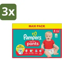 Pampers 3 x - Baby-Dry Pants - Luierbroekjes - Maat 4 (9-15 kg) - Extra Droog - 90 Luiers - Baby Luier - Droge Luier - Luier 9-15 Kg - Luier Voor Baby - Luier Tegen Lekken