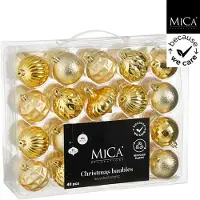 Mica Decorations Bauble unbreakable gold 40 pieces - d6cm