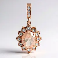Cavill - Elegante Morganiet Hanger - Roségoud Verguld 925 Sterling Zilver - 2,203 Ct Braziliaanse Ovaal Morganiet - 10 Cambodjaanse Zirkonia's