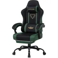 GTPLAYER - Gaming Stoel - Stoffen met Federsitz en Voetensteun 150kg - Groen