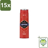 Old Spice 15 x – Douchegel – Captain – 400 ml - Grootverpakking - Douchegel Voor Mannen - Gezichtsreiniging - Haarreiniging - Lichaamreiniging - Fris Geur