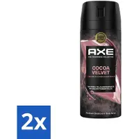Axe 2 x – Deodorant – Cocoa Velvet – 150 ml - Cocoa Velvet - Deodorant Bodyspray - Frisheid - Lichaamsgeur - Parfum
