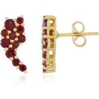 Cavill - Zilveren Oorbellen - Verguld 925 Sterling Zilver - Edelrode Spinel Rond 0,79 Ct - Comfortabel & Elegant - Moderne Geometrie