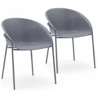 DS4U - Ella stoel - Set van 2 - Grijs - Kunststof - Weerbestendig