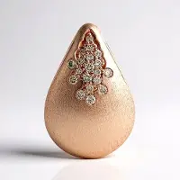 Cavill - Luxe Dames Hanger 925 Sterling Zilver - Roségoud Verguld - 0,115 ct I1 Argyle Rose de France Diamant - Druppelvorm - Pavé-zetting