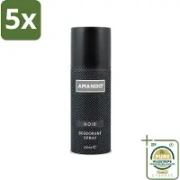 Amando 5 x - Noir - Deodorant - Spray - 150 ml - Grootverpakking - Noir Deodorant Spray - Deodorant Spray Voor Mannen - Klassieke Geur - Langdurige Bescherming - Mannelijke Geur
