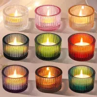 Famanu – Set van 9 theelichthouders in 9 kleuren, 5,2 cm x 3,5 cm, ideaal voor sfeervolle verlichting