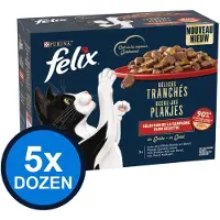 Felix 5x - Heerlijke Plakjes Farm Selectie in Gelei - Kattenvoer Natvoer - 12x80g