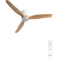 Create - Stille plafondventilator 40W Ø132 cm 100% hout - Wit / Licht hout - WIND CALM SLIM LIGHT