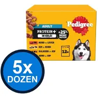 Pedigree 5x - Adult Protein+ in Gelei Pouch Multipack - Hondenvoer Natvoer - 12x85g