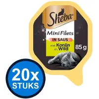 Sheba 20x - Mini Filets Konijn & Wild in Saus - Kattenvoer Natvoer - 85 g