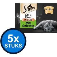 Sheba 5x - Mini Filets Mix Selectie in Saus Multipack - Kattenvoer Natvoer - 12x85g
