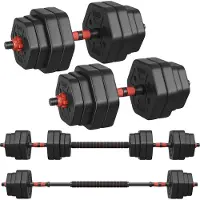 Famanu – Korte halterset met verbindingsstang, zeshoekige gewichten voor training en fitness, ideaal voor thuis en in de sportschool