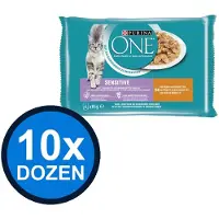 Purina One 10x - Sensitive Adult Kip & Wortel (4x85g) - Kattenvoer Natvoer - 340 g