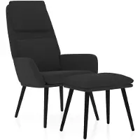vidaXL Relaxstoel met voetenbank stof zwart