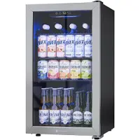 Kitchenbrothers Drankkoelkast - 90L - Mini Koelkast - Glazen Deur - Minibar - 110 Blikjes - Zwart
