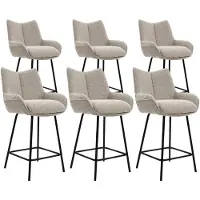 DS4U - Ivan barkruk 65 cm - Set van 6 - Champagne - Stof - Met armleuning