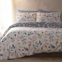 Markenlos – Dekbedovertrek met bloemenblad, super kingsize beddengoed (260 x 220 cm), omkeerbaar ontwerp