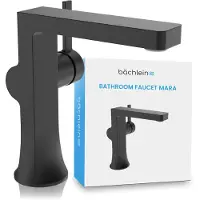 Bächlein badkraan Mara in modern design, eengreepsmengkraan met duurzame keramische cartridge en installatieset, badkraan zwart mat