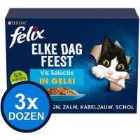 Felix 3x - Elke Dag Feest Vis Selectie in Gelei - Kattenvoer Natvoer - 12x85g