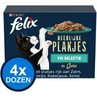 Felix 4x - Heerlijke Plakjes Vis Selectie in Gelei - Kattenvoer Natvoer - 12x80g