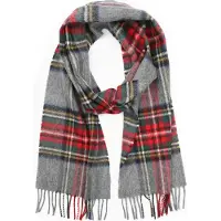 Suitable Sjaal Ruit Merino Wol Grijs Multicolour - | Rood | Maat one size