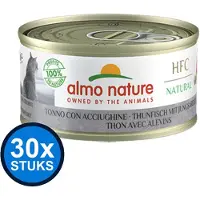 Almo Nature 30x HFC - Kattenvoer Natvoer Blik - Natural - Tonijn & Jonge Ansjovis - 70g