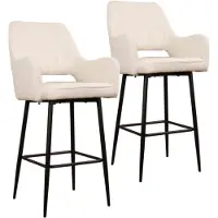DS4U - Lenon barkruk 65 cm - Set van 2 - Ivoor - Boucle - Met armleuning