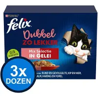 Felix 3x - Dubbel Zo Lekker Mix Selectie in Gelei - Kattenvoer Natvoer - doos 12x85g