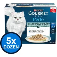Gourmet 5x - Perle Ocean Flakes in Saus - Kattenvoer Natvoer - doos 12x85g