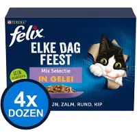 Felix 4x - Elke Dag Feest Mix Selectie in Gelei - Kattenvoer Natvoer - 12x85g