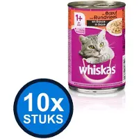 Whiskas 10x - Blik Rund - Kattenvoer Natvoer - 400g