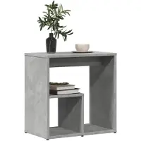 vidaXL Bijzettafels 2 st 50x30x50 cm bewerkt hout betongrijs