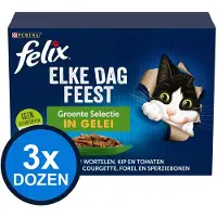 Felix 3x - Elke Dag Feest Groente Selectie in Gelei - Kattenvoer Natvoer - 12x85g
