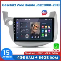 AWESAFE 8-Core V1PRO 4+64GB Autoradio - Geschikt Voor Honda Jazz 2008 t/m 2013 - Draadloze Carplay Android Auto - Touchscreen - GPS Navigatie 4G WiFi - Bluetooth Radio - 2008 2009 2010 2011 2012 2013