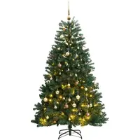 vidaXL Kunstkerstboom met scharnieren 300 LED's en kerstballen 240 cm