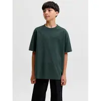 Jack & Jones JUNIOR oversized T-shirt - donkergroen Jongens Stretchkatoen Ronde hals - maat 128