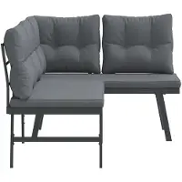 vidaXL Tuinbanken met kussens, 2 stuks, zwart, gepoedercoat staal
