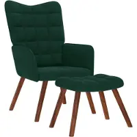 vidaXL Relaxstoel met kruk donkergroen fluweel
