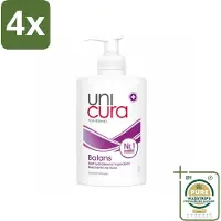 Unicura - Vloeibare Handzeep - Anti Bacterieel - Balans - 250 ml - Voordeelverpakking - 4 stuks - Handzeep voor gevoelige huid - Handzeep met hydratatie