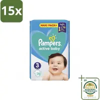 Pampers 15 x – Luiers – Active Baby Maat 3 – 70 Luiers - Grootverpakking - Baby-luiers - Droge Billetjes - Huidbescherming - Luchtdoorlatende Luiers - Absorberende Luiers